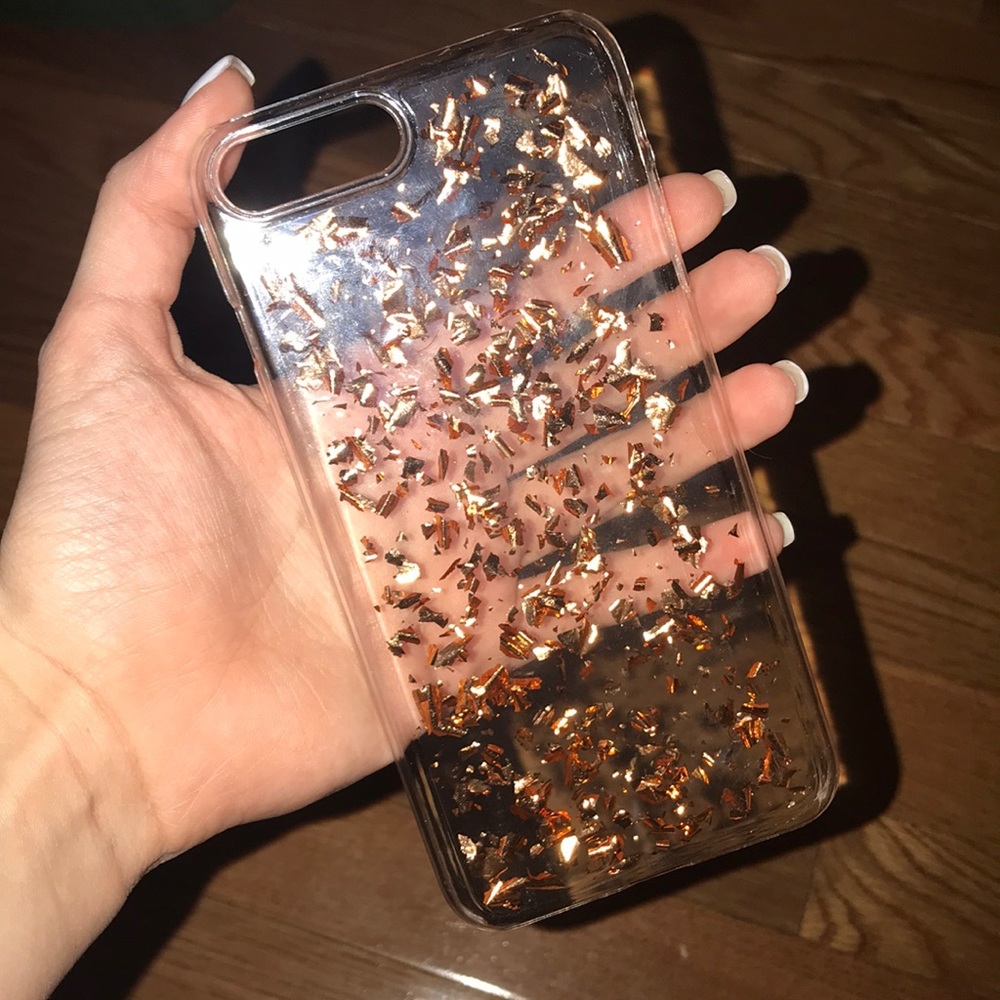 iPhone 7 Plus clear case with rose gold shards